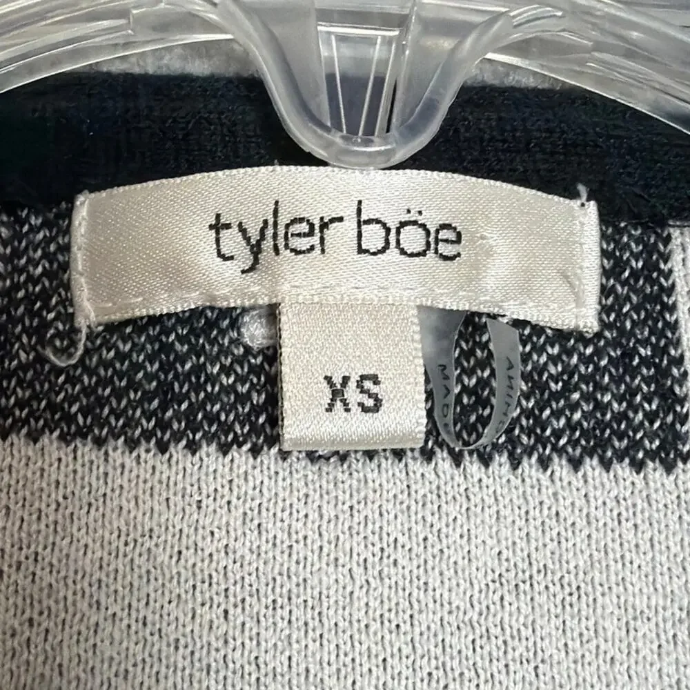 Tyler Boe Silk Cotton Mixed Stripe Plaid Sweater XS Quiet Luxury Minimalist